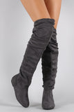 Suede Slouchy Thigh High Flat Boot