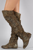 Leopard Slouchy Thigh High Boot