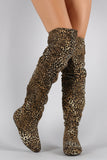 Leopard Slouchy Thigh High Boot