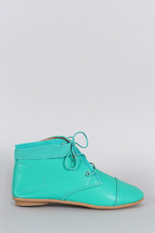 Bamboo Fold Over Cuff Lace Up Bootie