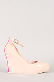 Bamboo Jelly Peep Toe Ankle Strap Wedge