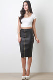 Light Weight Leatherette Midi Skirt