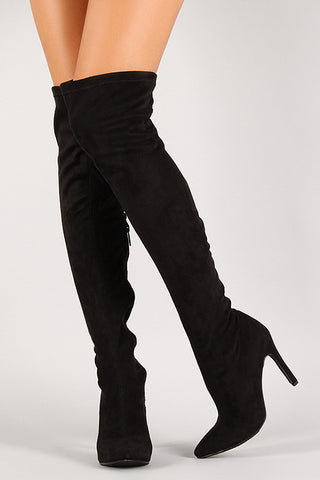Faux Suede Stiletto Thigh High Boot