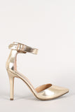 Breckelle Metallic Ankle Strap Buckle Pointy Toe Pump