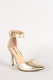 Breckelle Metallic Ankle Strap Buckle Pointy Toe Pump