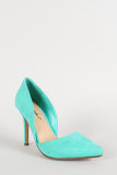 Breckelle Faux Suede Pointy Toe Sweetheart Pump