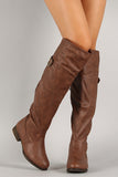 Buckle Round Toe Riding Knee High Boots