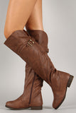 Buckle Round Toe Riding Knee High Boots