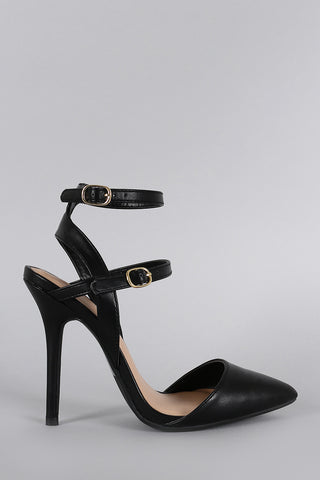 Wild Diva Lounge Double Ankle Strap Pointy Toe Pump