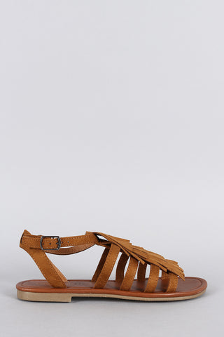 City Classified Suede Fringed Flat Sandal