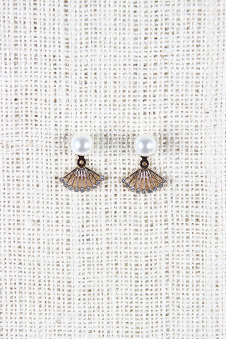 Pearl Fan Ear Jacket Earrings