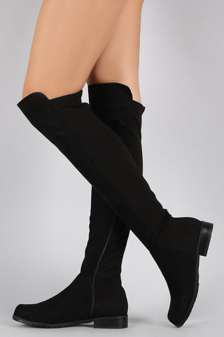 Bamboo Suede Round Toe Riding Thigh High Boot