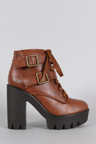 Bamboo Combat Lug Sole Ankle Boots