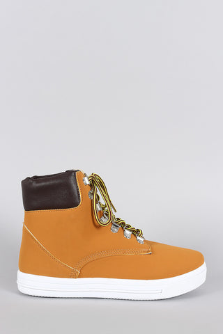 Bamboo High Top Round Toe Lace Up Sneaker
