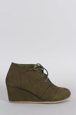 Bamboo Patch Work Wedge Booties