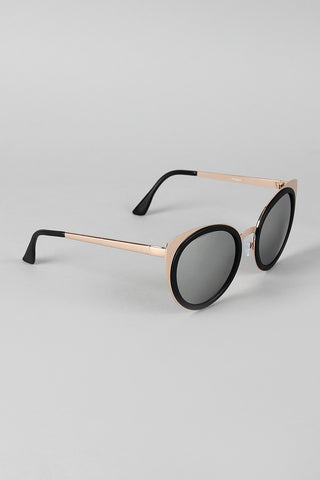 Matte Redacted Metallic Frame Cat Eye Sunglasses