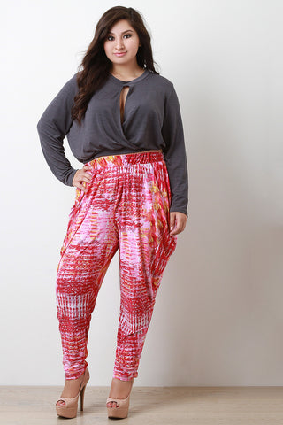 Abstract Tapered Harem Pants