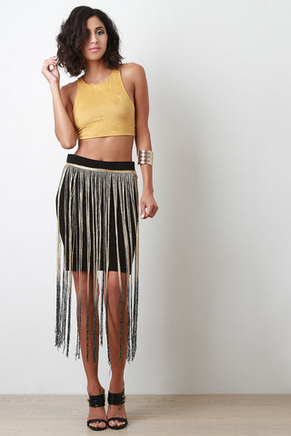 Dip Dyed Metallic Tassel Skirt