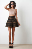 Checked Knit High Waist Yoke Circle Skirt