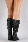 Bamboo Buckle Round Toe Riding Knee High Boot