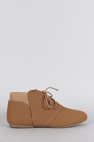 Bamboo Elastic Cuff Lace Up Oxford Booties