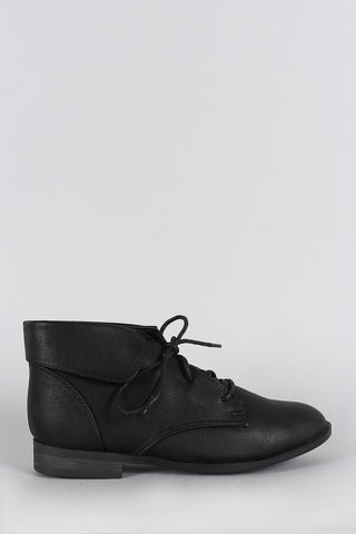 Breckelle Collar Round Toe Lace Up Oxford Booties