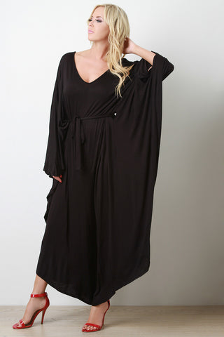 Connected Sleeve Oversize Belted Jumpsuit