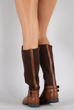 Bamboo Button Stretch Back Round Toe Riding Knee High Boots
