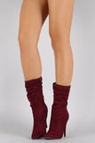 Anne Michelle Suede Slouchy Pointy Toe Mid Calf Boots