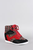 Bamboo Tweed High Top Lace Up Wedge Sneakers