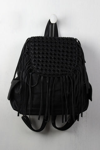 Lattice Pebbled Vegan Leather Backpack