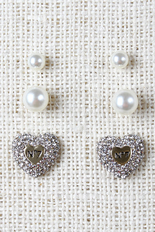 No7 Heart And Pearls Earrings
