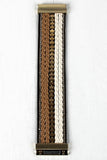 Braided Leather Rhinestone Cuff Bracelet