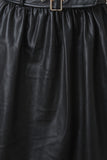Belted Vegan Leather A-Line Skirt