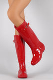 Bamboo Buckled Round Toe Knee High Jelly Rain Boots
