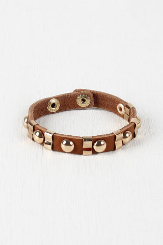 Studded Sections Vegan Leather Bracelet