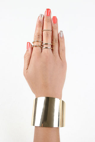 Glossy Cuff And Bubble Ring Set