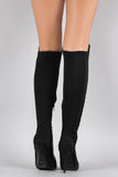 Anne Michelle Quilted Lycra Pointy Toe Stiletto Boots