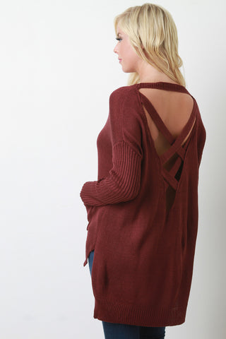 Crisscross Backless Knit Sweater