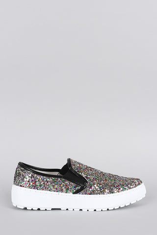 Liliana Multicolor Glitter Pointy Toe Slip On Sneaker