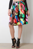 Multicolor Camouflage Pleated Skirt