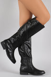 Bamboo Buckled Elastic Gore Riding Knee High Boots