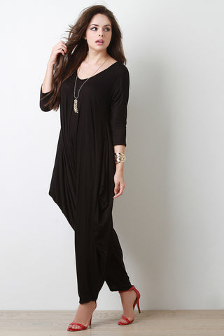 Quarter Sleeves Draping Sides Jumpsuit