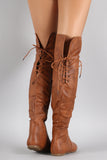 Back Lace Up Round Toe Over-The-Knee Boots