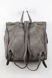 Boxy Suede And Leather Drawstring Backpack