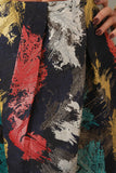 Metallic Textured Watercolor Pleated Midi Skirt