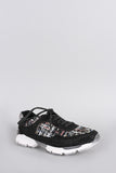 Bamboo Glitter Frayed Lace Up Sneaker