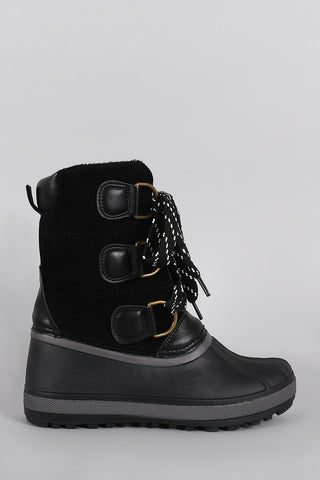 Bamboo Lace Up Round Toe Duck Ankle Boots