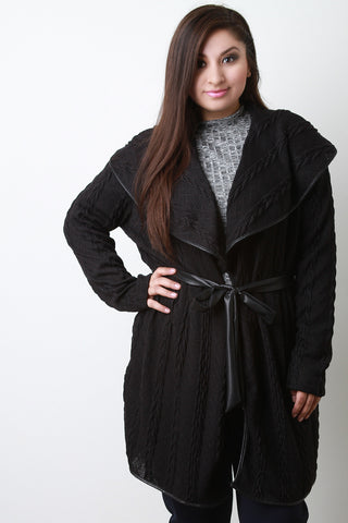 Knitted Longline Wide Collar Cardigan