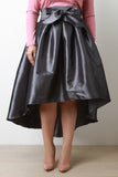 Evening Taffeta Pleated High-Low Midi Skirt